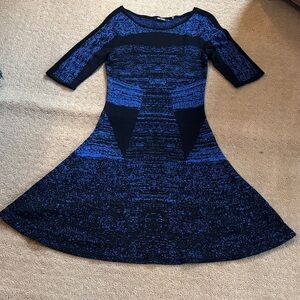 NIC+ZOE Blue and Black 3/4 Sleeve Dress